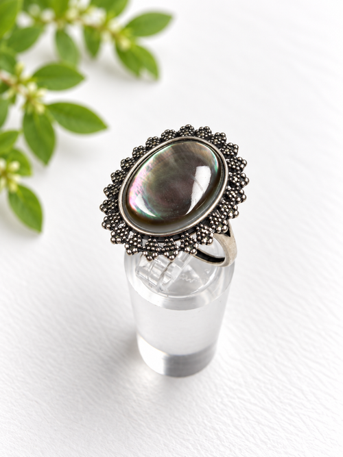 Black Shell ring - S925