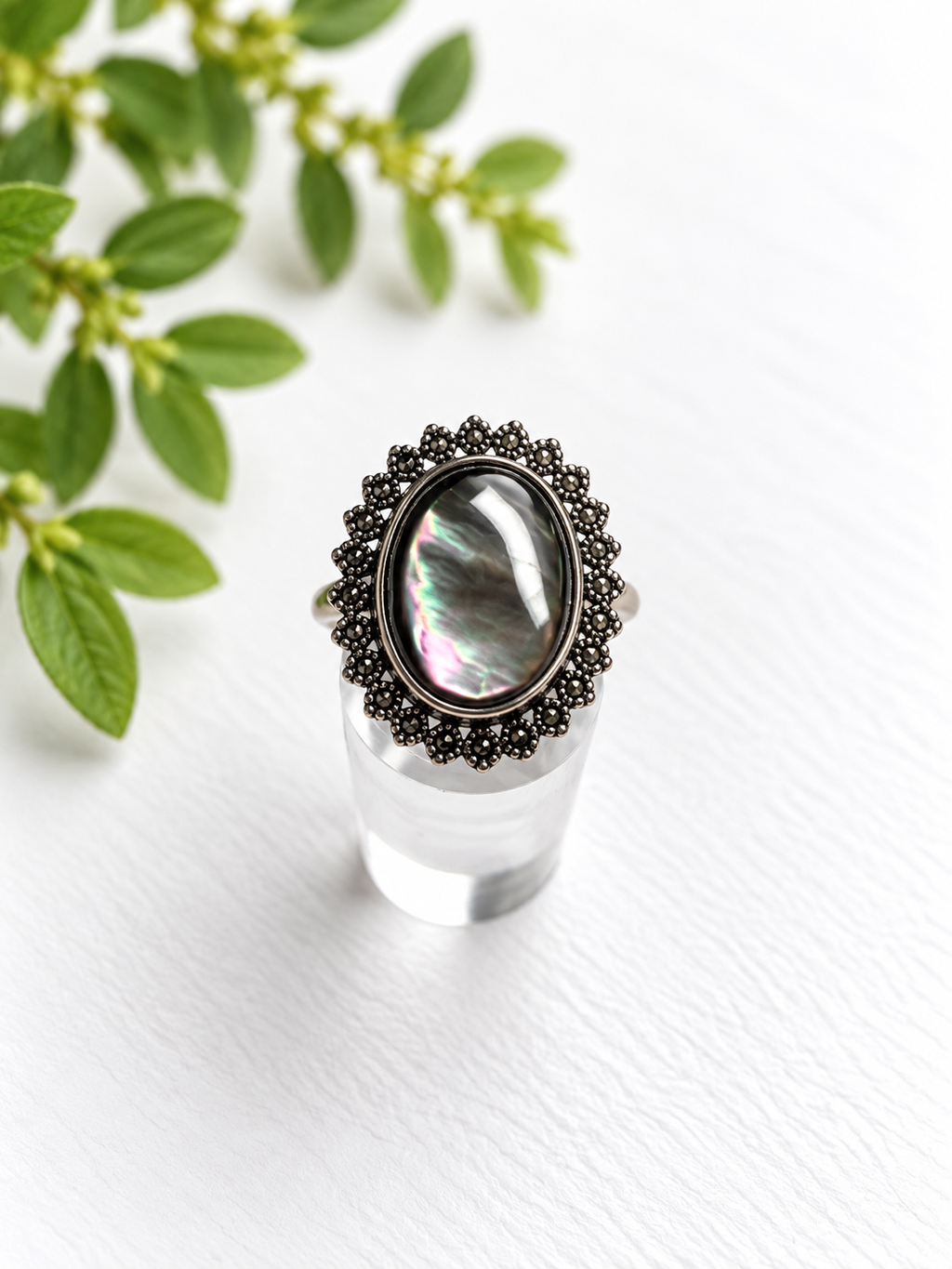 Black Shell ring - S925