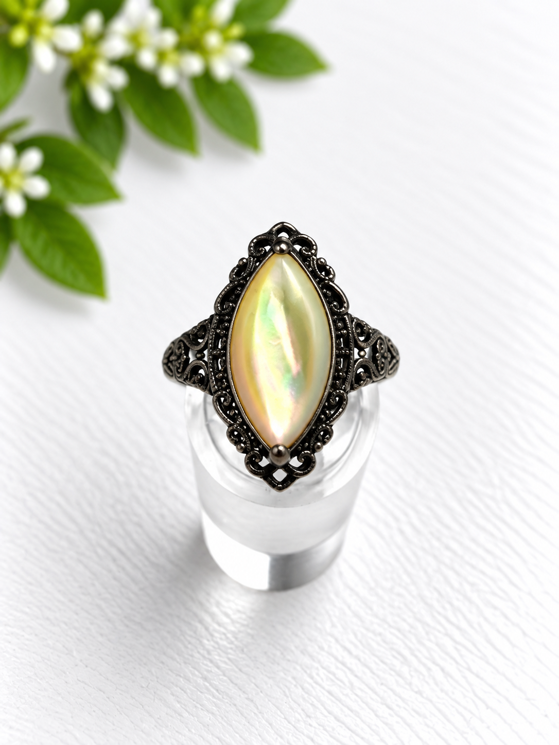 Yellow Shell ring - S925