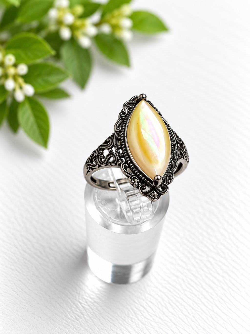 Yellow Shell ring - S925
