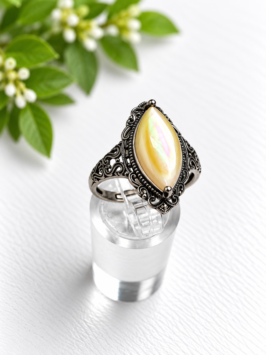 Yellow Shell ring - S925